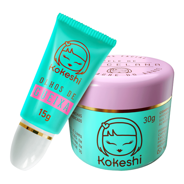  Kit Renovadores Faciais Kokeshi Pele Porcelana Olhos Gueixa Festa Junina