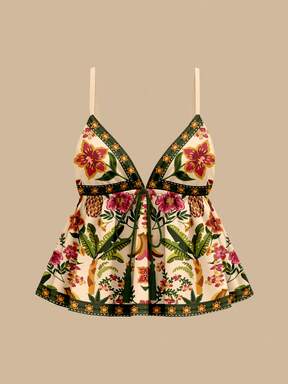 Travachic Regata A-Line Estampada com Árvore de Coco, Floral Tropical, Frutas e Estilo Boêmio Tecido para Mulheres, Adequada para Férias, Praia, Viagem, Chique